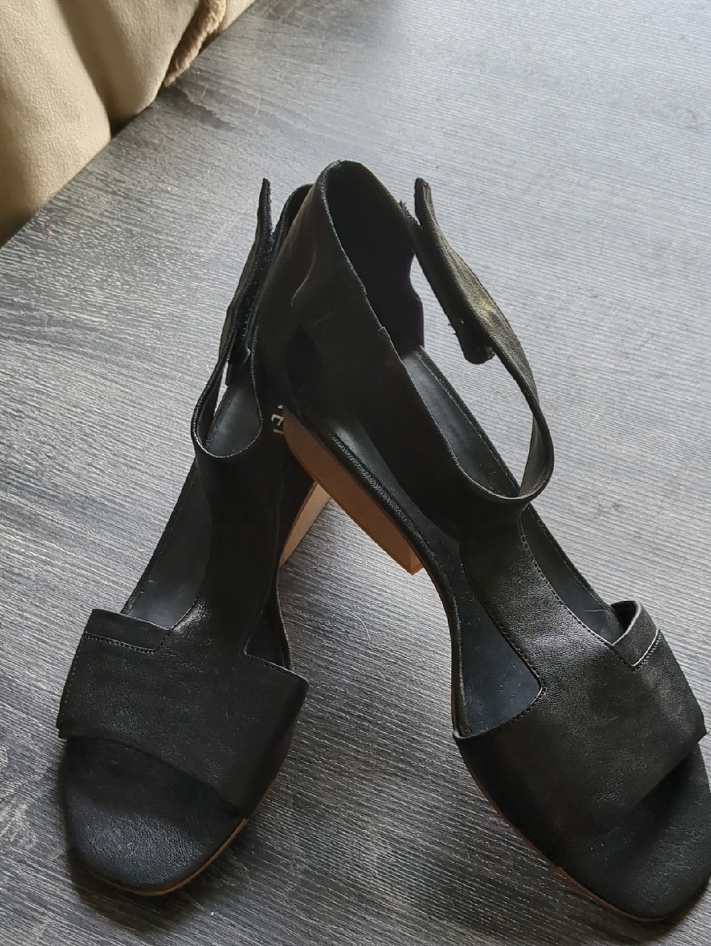 Vaneli Black Open-Toe Ankle Strap Block Heel Sandals